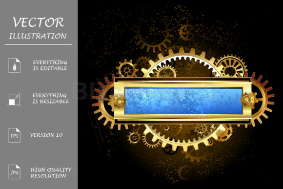 Download Mechanical Blue Banner Steampunk - Premium Resources